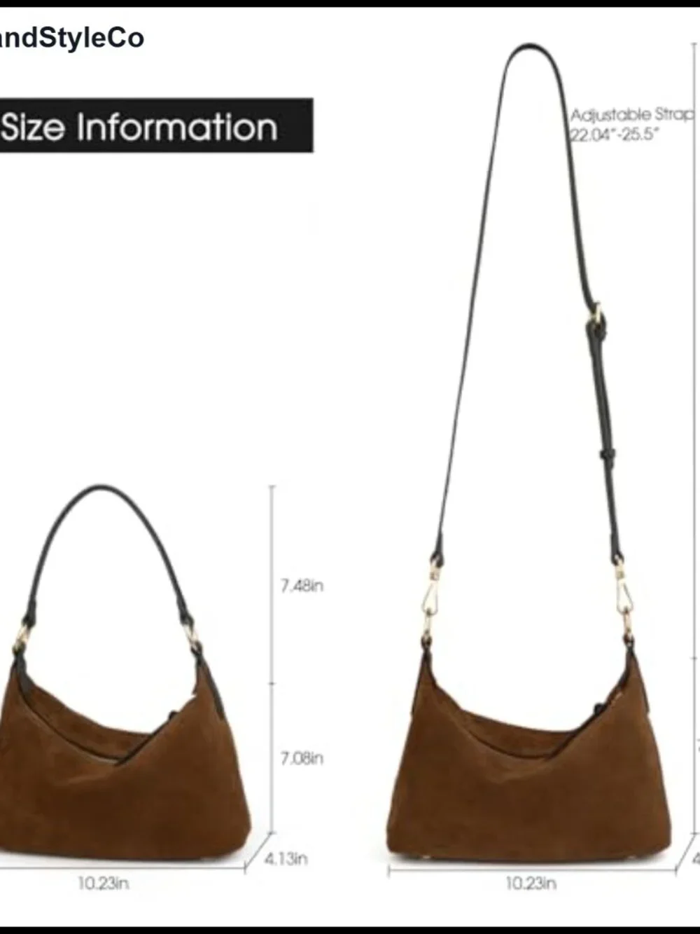 Real Cowhide Suede Slouchy Hobo Bag Crossbody Shoulder Handbag Crescent